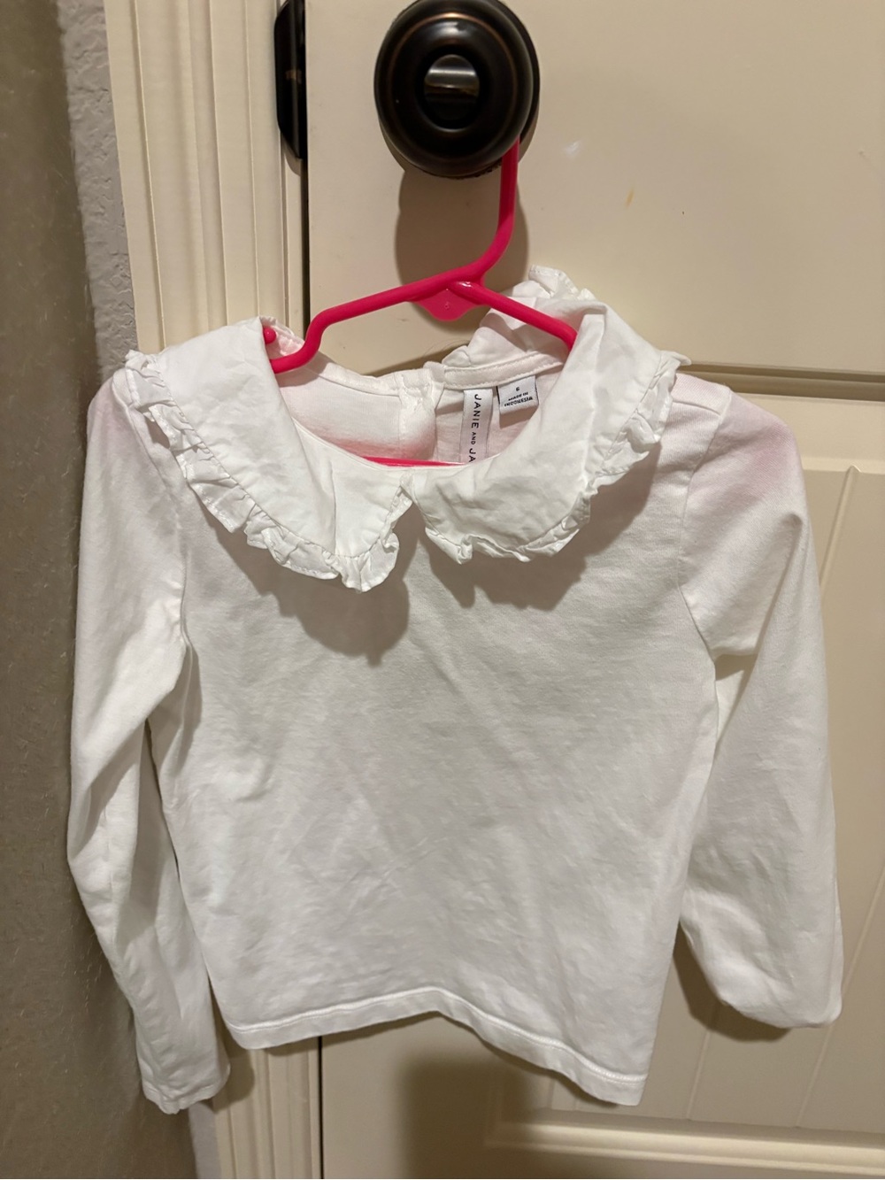 White Ruffled Peter Pan Collar Long-Sleeve Top - Janie and Jack
